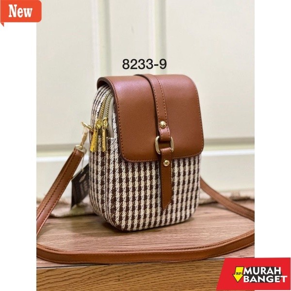 Tas buat lebaran- Sling Bag Hp Wanita 2Resleting Import Kode 8223