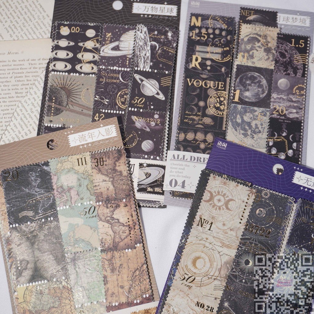

[45 Pcs/Pack] Retro Stamp Sticker Series DIY Scrapbook Journal Deco Aesthetic