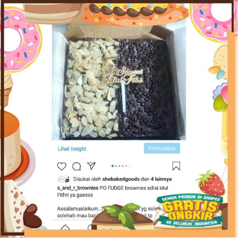 

Fudgy Brownies/chewy brownies/shiny crust 20x20 25 potong dan 20x10 18 potong/ King J Snack