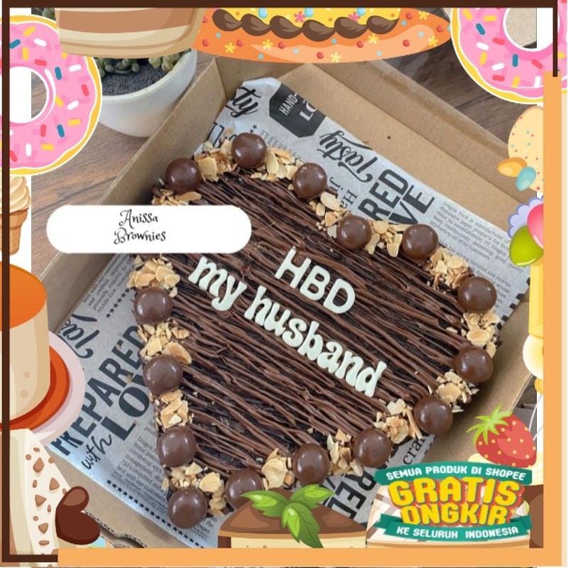 

Brownies Fudge Love custom kata2 | bisa dadakan/ King J Snack