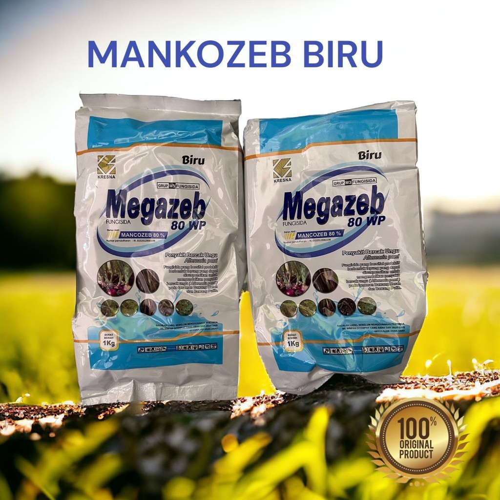 FUNGISIDA MEGAZEB 80 WP MANKOZEB BIRU 1KG