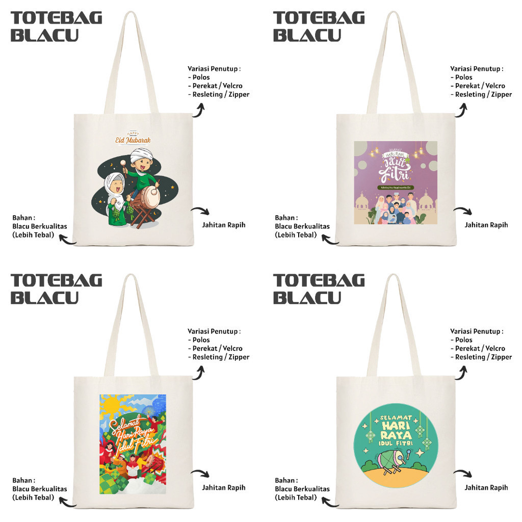 EXD - Tas Tote Bag Totebag Selamat Hari Raya Idul Fitri Eid Mubarak Marhaban Ya Ramadhan Tas Hari Ra