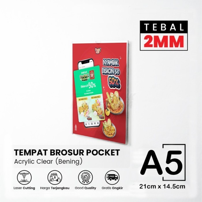 

Akrilik Pocket Thicker A5 - Poster Acrylic Pocket Frame Brosur Dinding