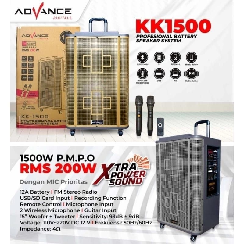 Speaker Portable 15 Inch KK1500 Advance Speaker Bluetooth ug5