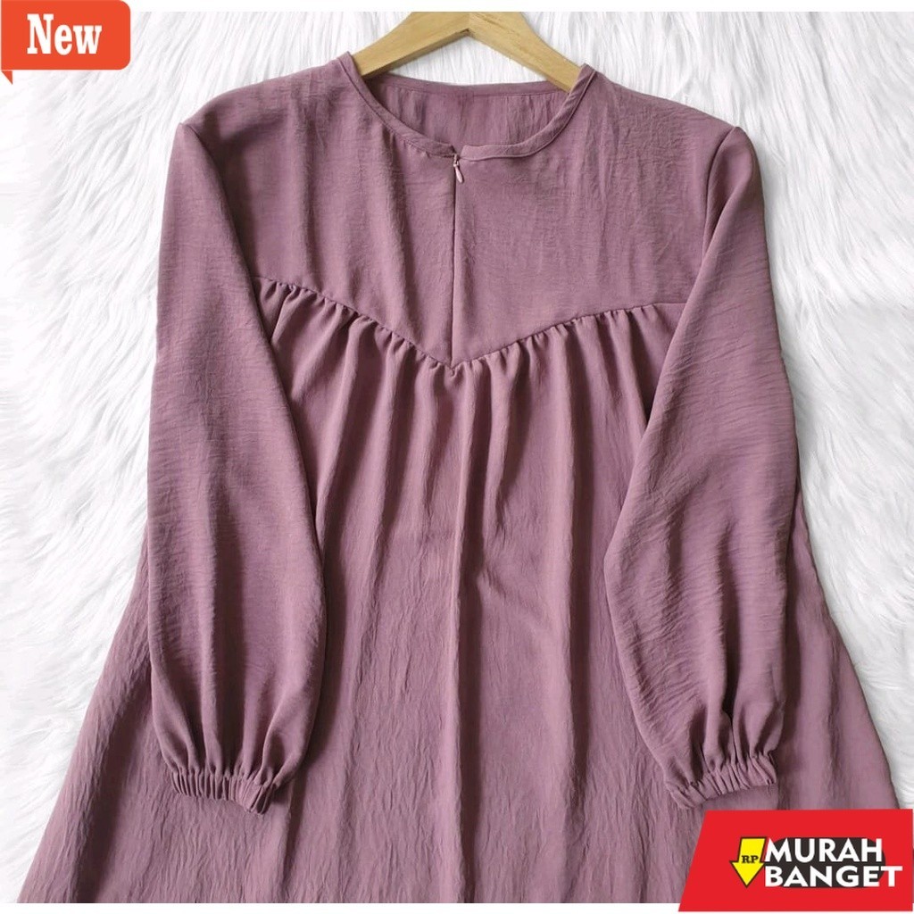Gamis wanita untuk lebaran- New Gamis Wanita Crinkle Airflow Premium / Gamis Polos Fashion Muslim / 
