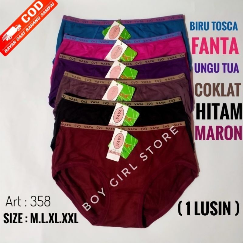 (1lusin/12pc) Celana dalam vaya Art:358 | Celana Dalam Vaya 1 Lusin