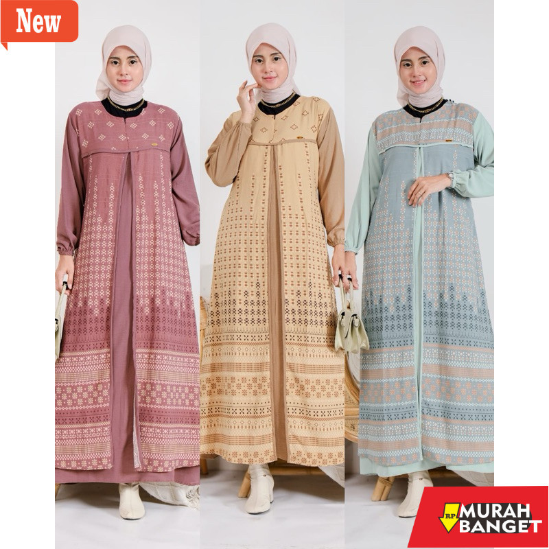 Gamis pesta- TERBARU GAMIS DRESS CRINKLE AMANDA KOMBINASI ROMPI ETNIK SUPER MEWAH PREMIUM IMPORT JUM