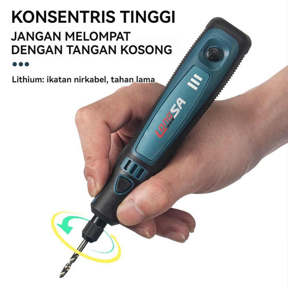 Mini Grinder Set Tuner 3 Kecepatan Tool Master Bor Bor Mini Gerinda Listrik Poles Alat Ukir DIY Pena