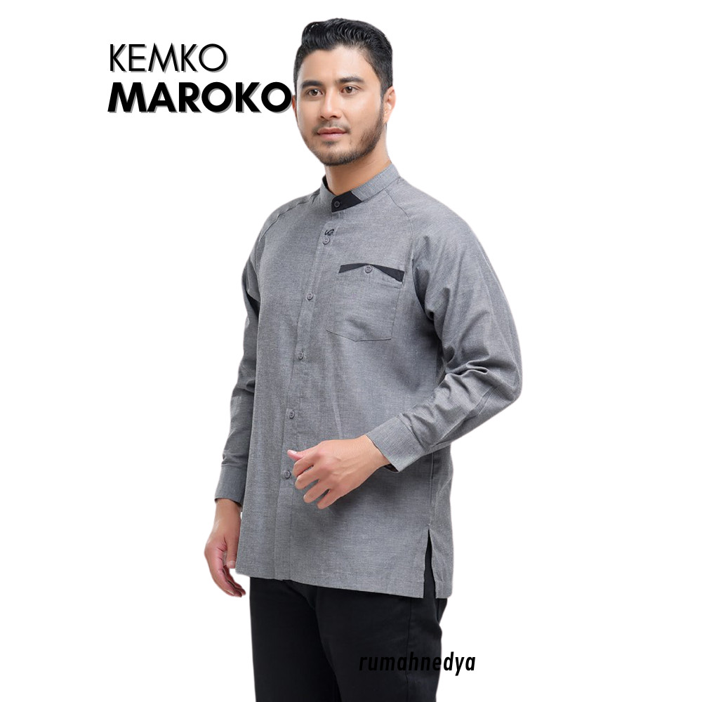 Baju Kemko Maroko Kameja Koko Rabbani Pria Dewasa Rabani Lengan Panjang Terbaru