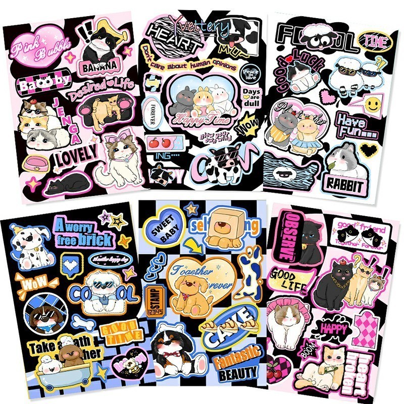 

COD❤️ 8Pcs Stiker Retro Amerika Stiker Gaya Keren Manis Buku Panduan Diy Stiker Hewan Lucu Stiker-yy