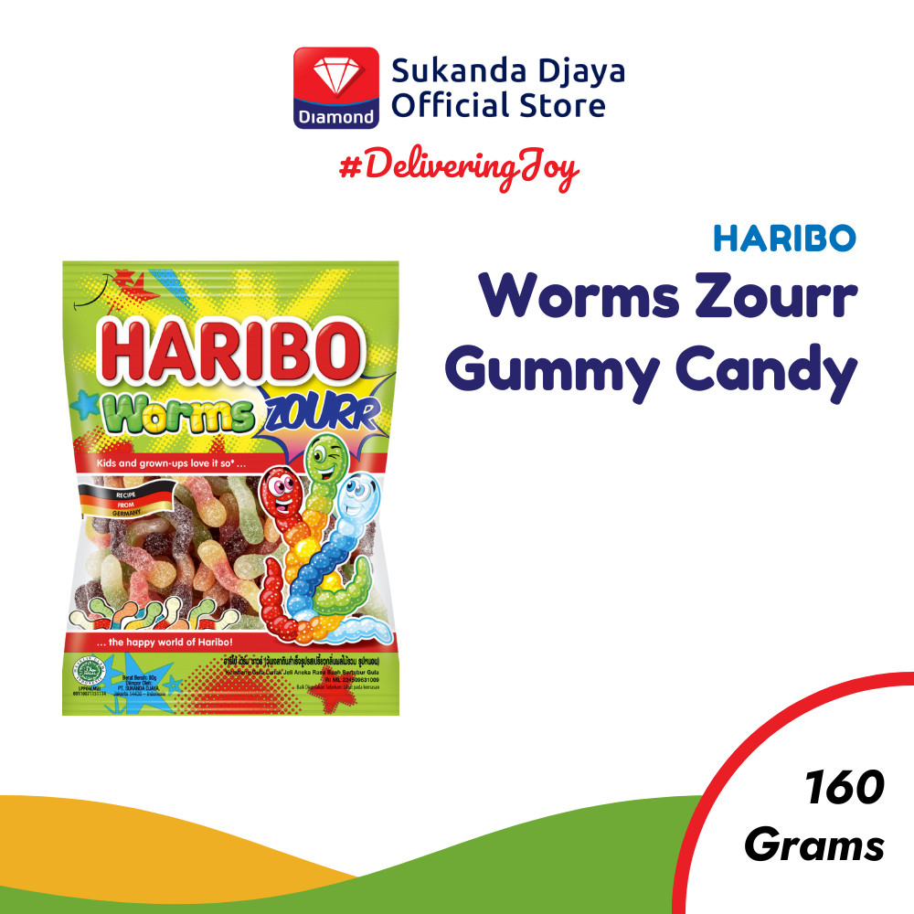 

Haribo Worms Zourr Gummy Candy Permen 160 Gr