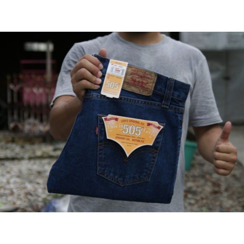 Celana denim pria- Celana Jeans Standar Pria Jins Jean Panjang Laki Cowok Dewasa Standar Polos Distr