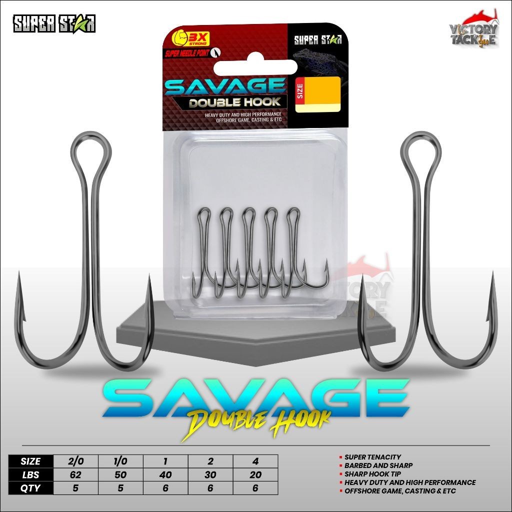 Kail Pancing Double Hook Superstar Savage 3x Strong kail untuk soft lure soft frog