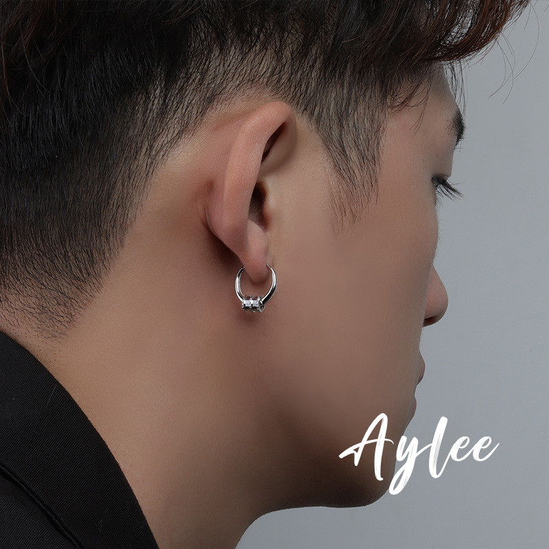 [Aylee]Anting pinggang kecil dari baja titanium berwarna emas untuk anting bulat pria dan wanita B56