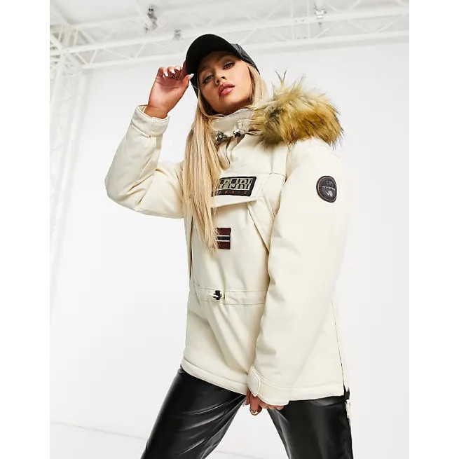 Napapijri Skidoo Anorak Jacket Beige Napapijri Skiddo Puffer Jacket windproof anti angin anti air hi