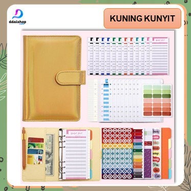 

ANDMA Binder A6 Polos Glossy Notebook Buku Catatan Agenda PU Leather Budget - Set Kuning