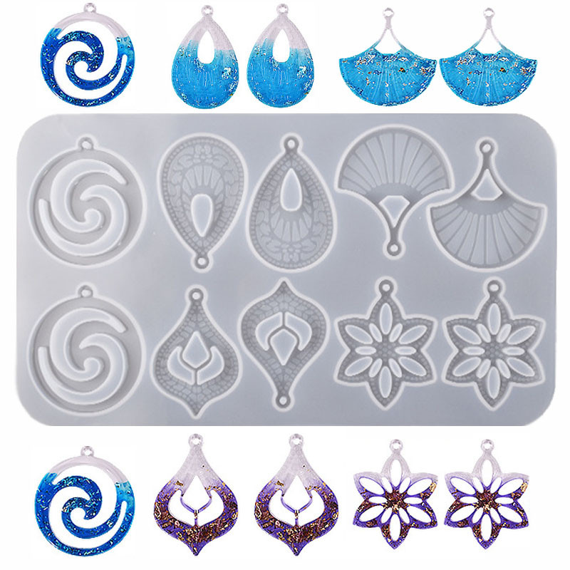 

Resin Earrings Molds DIY Crystal Epoxy Mold Boho Ornaments Homemade Jewelry Silicone Mold for Making Earrings Pendants Crafts