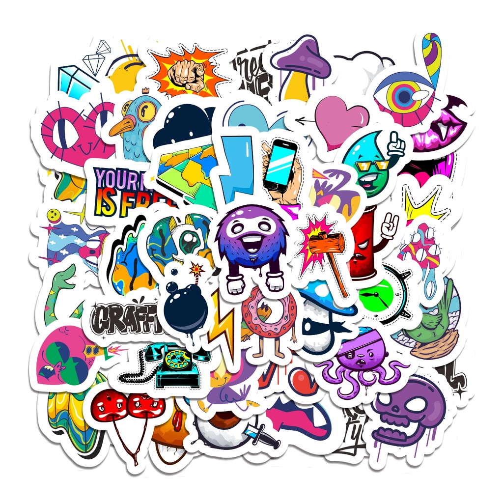 

COD 50 Pcs Stiker Graffiti Lucu Anti Air Untuk Dekorasi Notebook Sepeda Skateboard Handphone