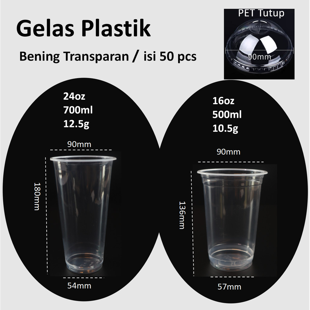 

Ukf5Pc6F4H (Kuliner.Kita) [50Pcs]Gelas Plastik 16Oz 24Oz Cup Diameter 90Mm+Tutup / Gelas Plastik