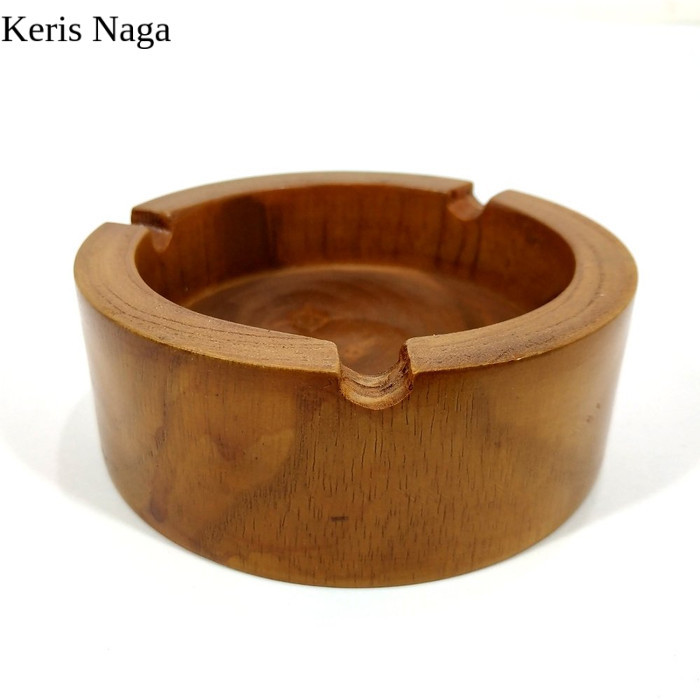 Asbak Rokok Model Bulat Alat Kebersihan Kayu Jati Asli Klasik Antik LSF7