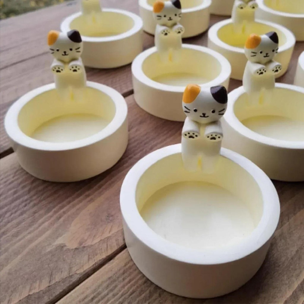 

Kitten Candle Holder Cute Cat Candlestick Creative Aromatherapy Candle Holder Durable High Tempe Cartoon Candlestick Decoration