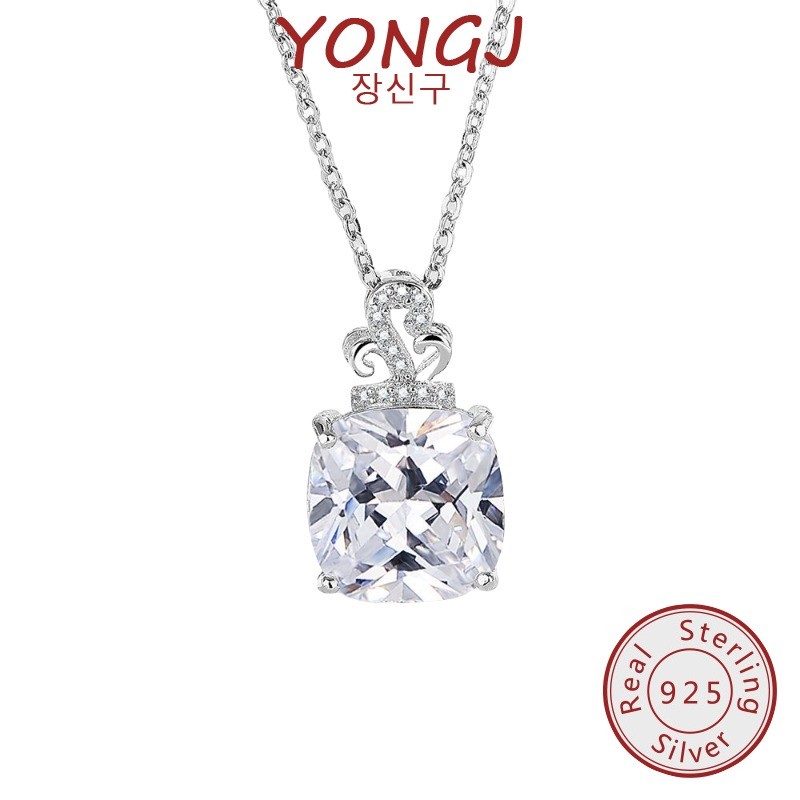 YONGJ 12Mm Gula Batu 5A Zircon Indah Kalung Sederhana Wanita