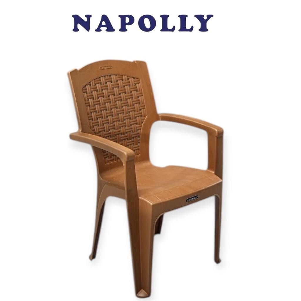 BK 632 P - Kursi Plastik Pangeran Napolly / Kursi Senderan Plastik Tangan Anyaman / Bangku Plastik N