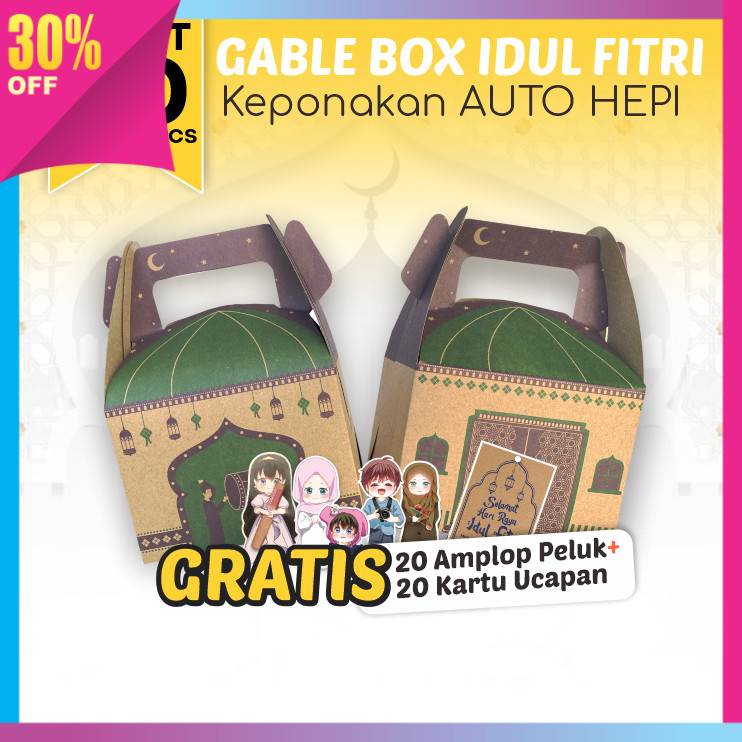 

Hadiah Anniversary Valentine Lebaran Idul Fitri Kekinian / 20 pcs Gable Box Hampers Lebaran Idul Fitri Anak Ponakan – Motif Beduk