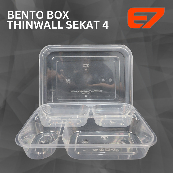 Bento Box PP Thinwall Sekat 4 + Lid - Bento Tray, Mika Bento Thinwall