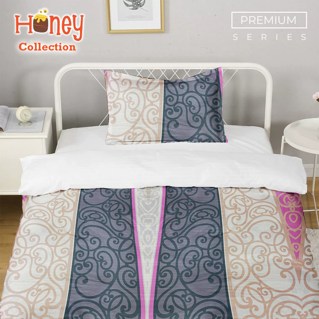 Sprei Motif Abstrak Bahan Katun Sutra Jepang by Honey Collection Free Sarung Bantal & Guling
