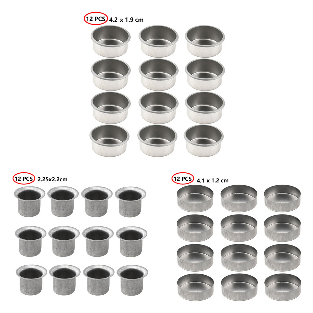 

12Pcs Metal Candle Cups Container Tealight Candle Holder Premium Tin Lightweight Tea Light Cups Pans Molds for DIY Candle Making