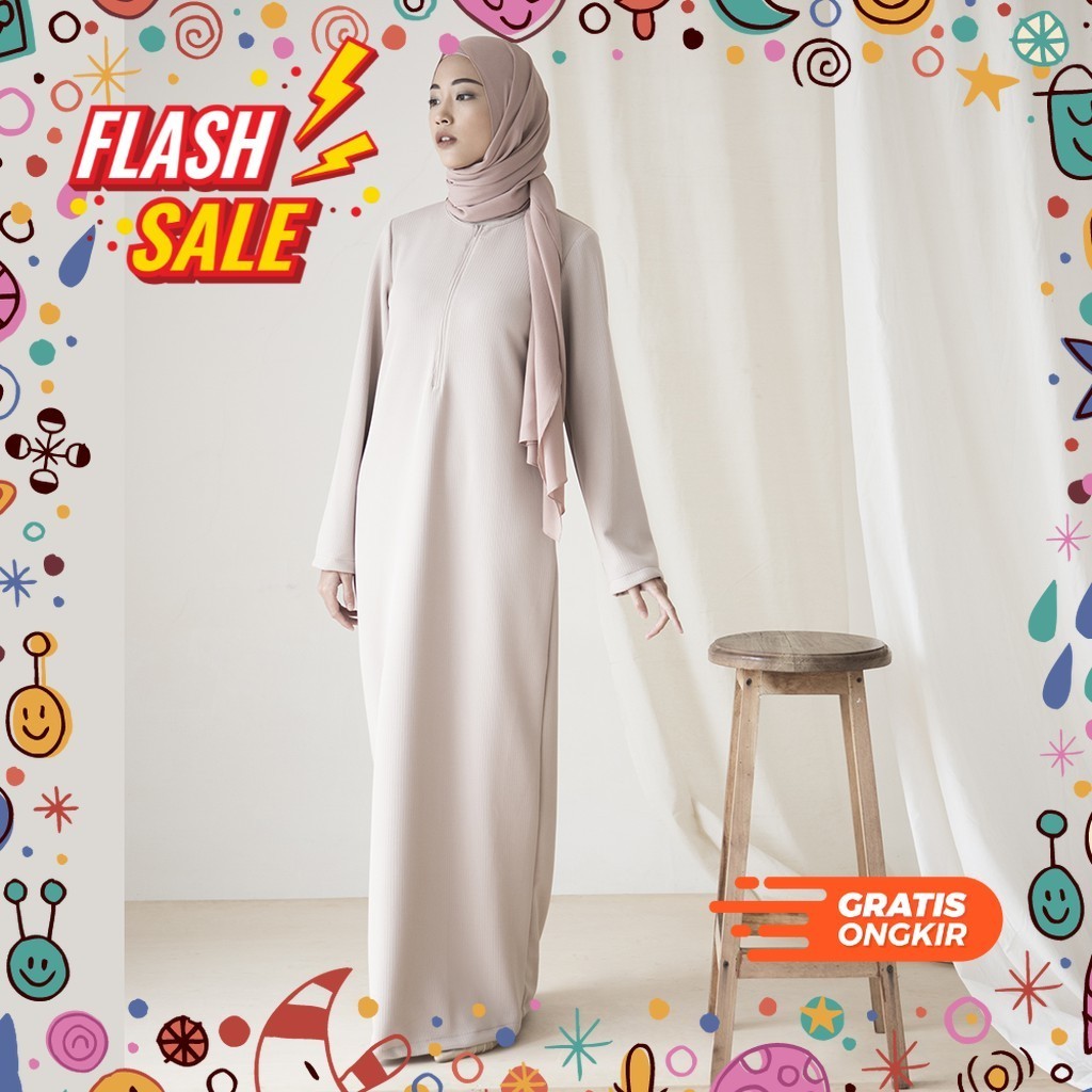 MEGASALE / Smara by Aska Label - Basic gamis polos bahan knit busui friendly lengan panjang warna co