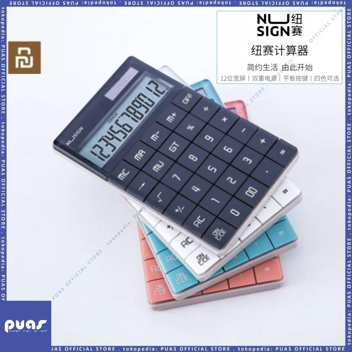 

NUSIGN Calculator 12-bit Dual Power Flat Panel kalkulator - Putih