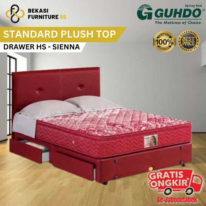 Full Sett Kasur Guhdo Springbed Standard Plush Top Divan Laci