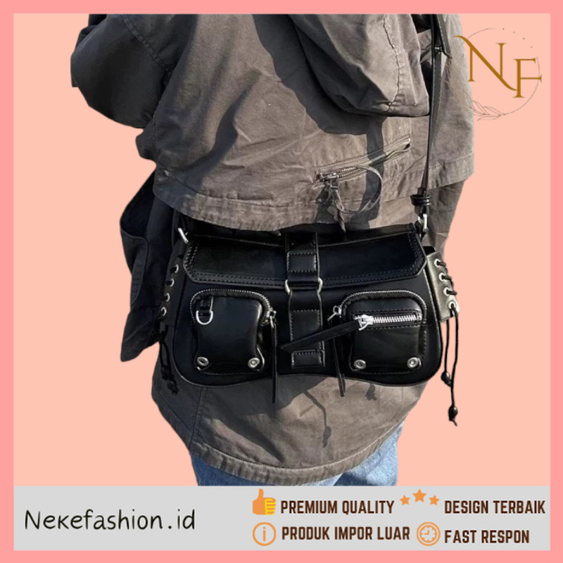 NEKE FASHION Premium Kualitas - Tas Selempang Kulit Wanita Tas Selempang Kulit Pria Tas Pergi Cewek 