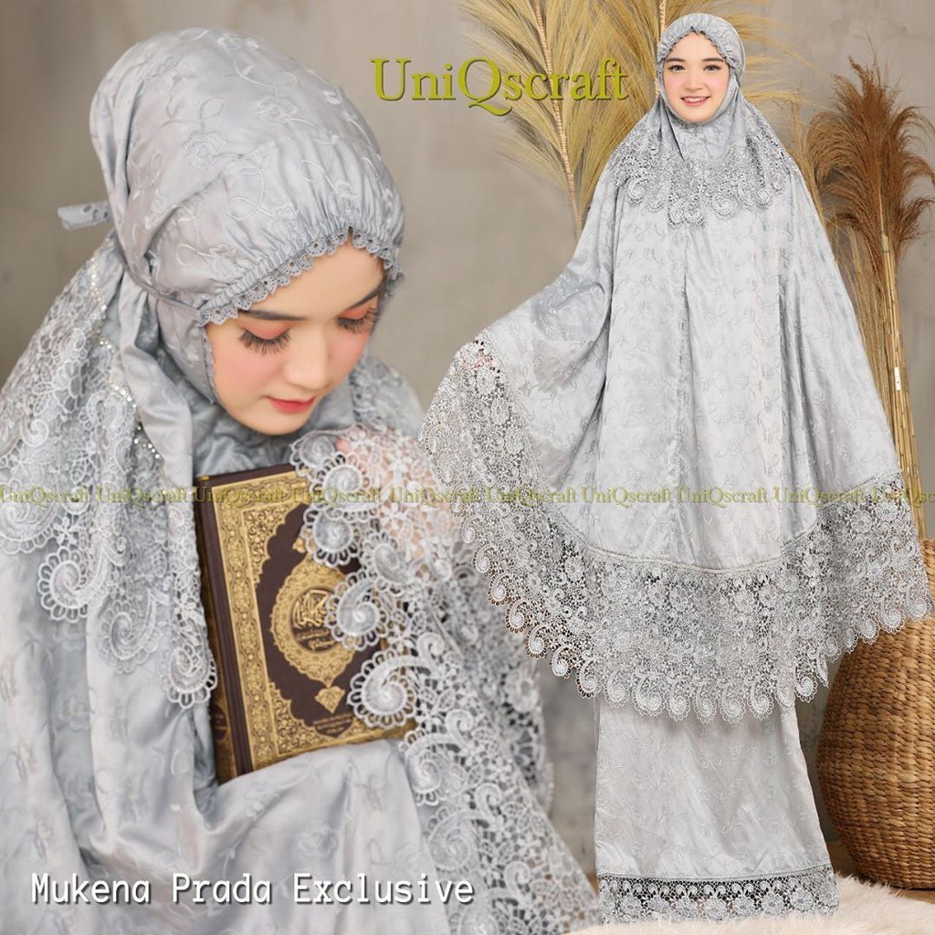 MUKENA RENDA KEONG PRADA SUTRA MILO PARIS FULL BORDIR WARNA MUKENA JUMBO