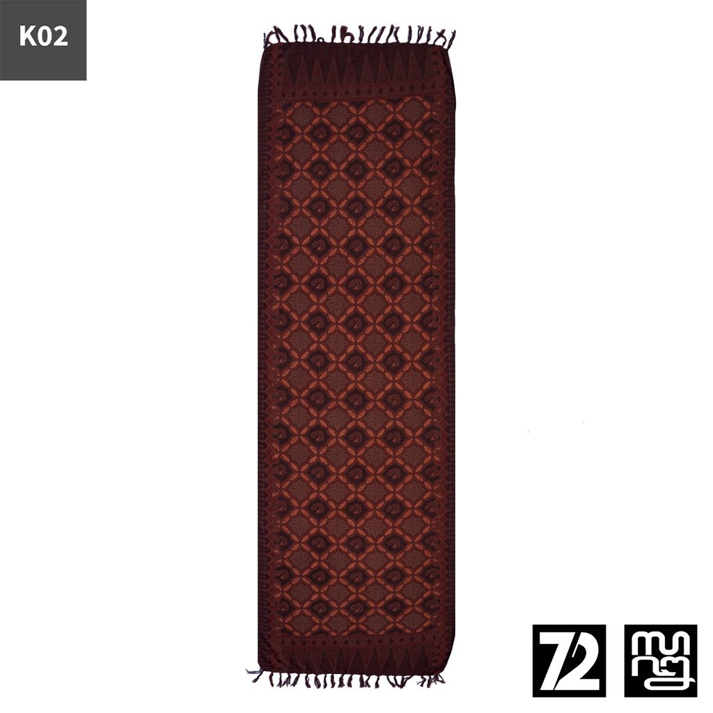 SYAL BATIK SCARFT Premium Motif Kawung Klasik Warna Coklat Maroon 723767 Cap 72