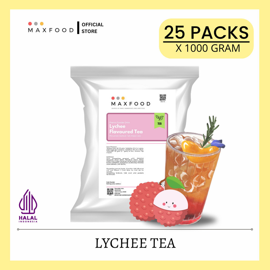 

MAXFOOD - [25KG] Lychee Tea Powder Drink / Bubuk Minuman Teh Rasa Leci