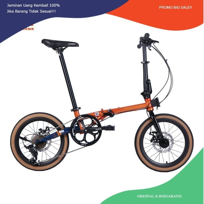 PROMO FLASH SALE sepeda lipat element troy 8 speed 16 inch - orange black
