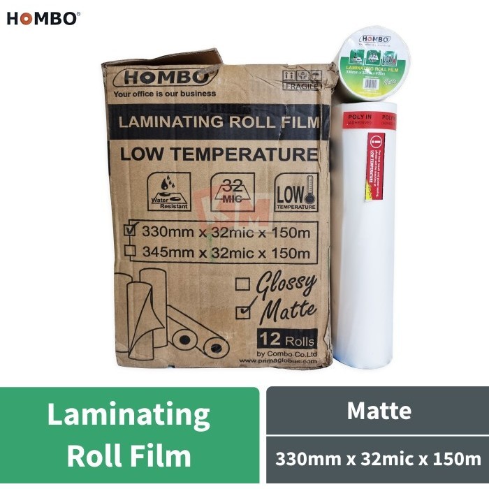 

Plastik Laminating Roll Film Hombo Matte 330 mm x 32 mic x 150 m