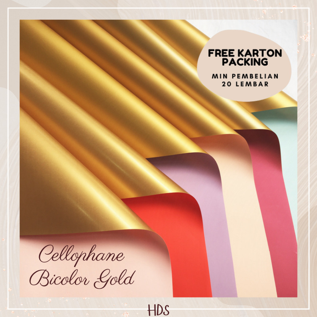 

[5 LEMBAR] KERTAS BUKET BUNGA DUA WARNA EMAS BI COLOUR GOLD FLOWER KOREAN WRAPPING PAPER FLORIST CELLOPHANE