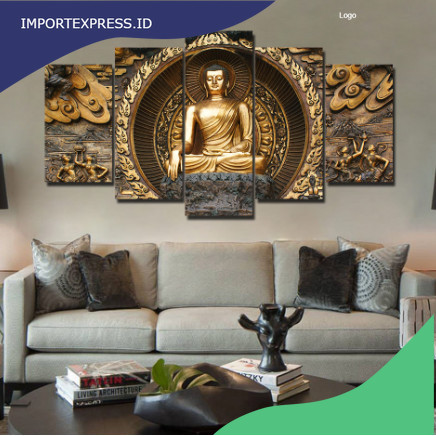 Lukisan Printing Bahan Kanvas Gambar Patung Buddha
