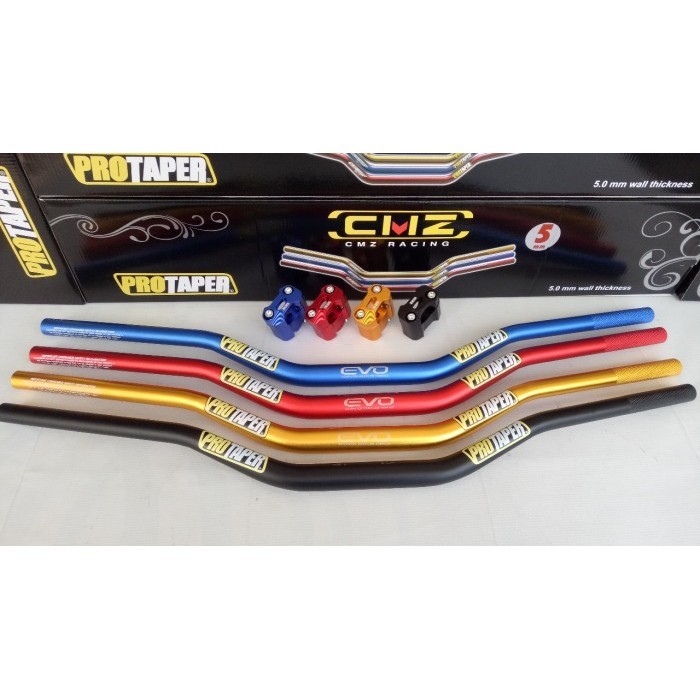 stang stir PROTAPER fatbar + raiser cnc EVO LOW 5mm pendek custom CMZ - silver