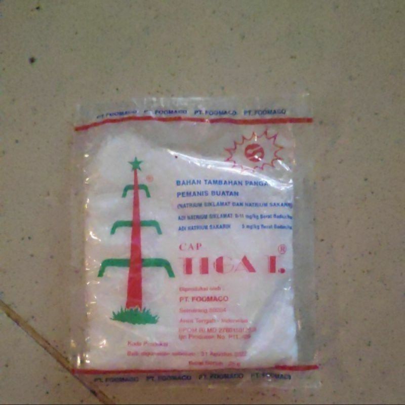 

(1 sachet) sodium pemanis buatan Tiga Tebu / natrium siklamat sakarin isi 25 gram