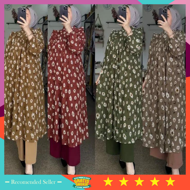 PROMO TERMURAH PAKAIAN MUSLIM LEBARAN IDUL FITRI PREMIUM / Setelan Tunik Wanita Zainab Set Ceruty Ba