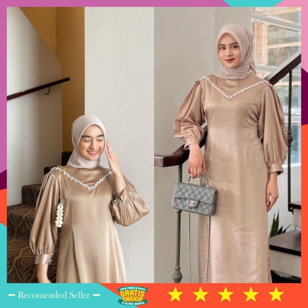 Atasan Dress Muslim Wanita Cantik Anggun Keren Model Terbaru 2024 / CALENDULA DRESS GAMIS PESTA BRID