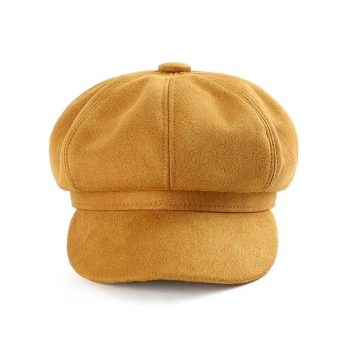 Topi Pelukis Topi Baret Wanita Topi Gurita Versi Korea Impor - Kuning