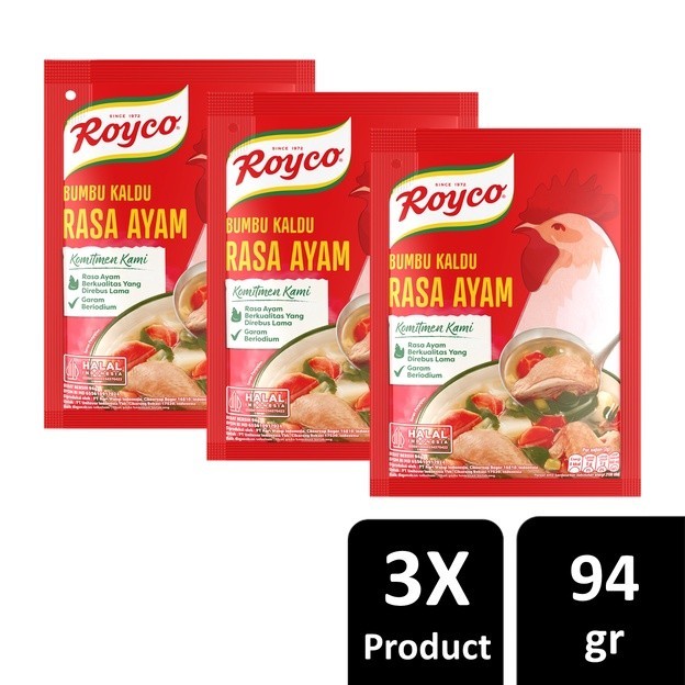 

Royco Bumbu Penyedap Makanan Rasa Kaldu Ayam 94g Triplepack