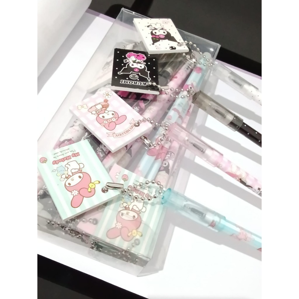 

Pulpen gel gantungan buku mini karakter sanrio cute set 12 pcs