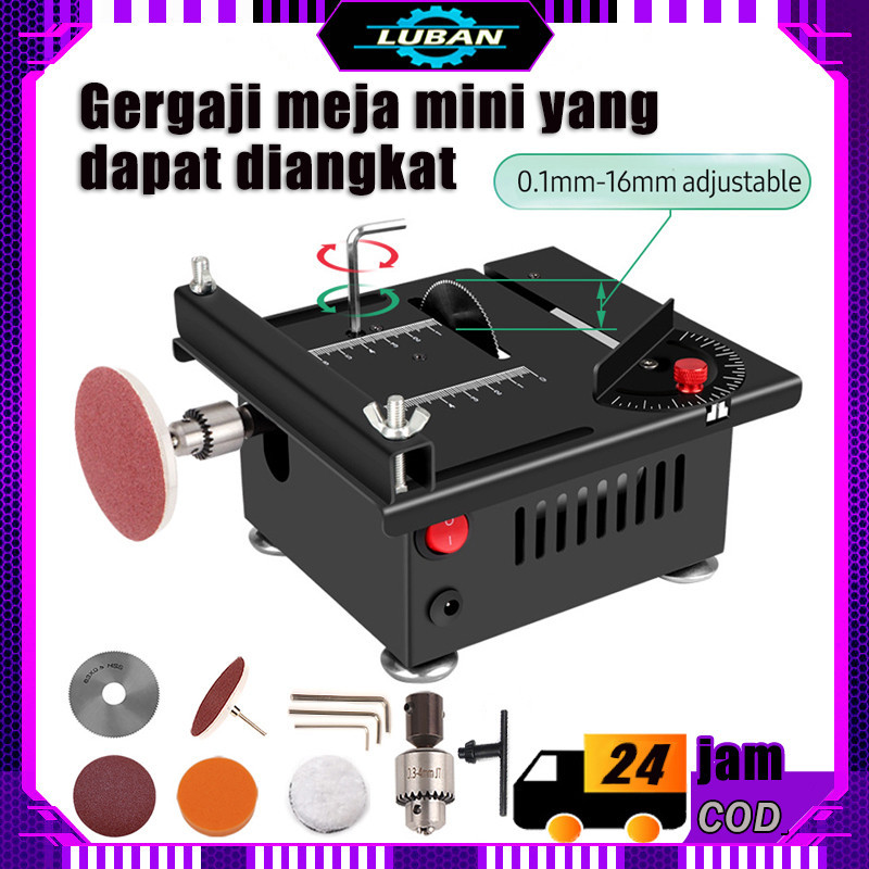 Gergaji Meja 24V 100W Pemotong Gergaji Listrik Desktop Mini Sudut Kecepatan Pemotong Pisau Dapat Dia